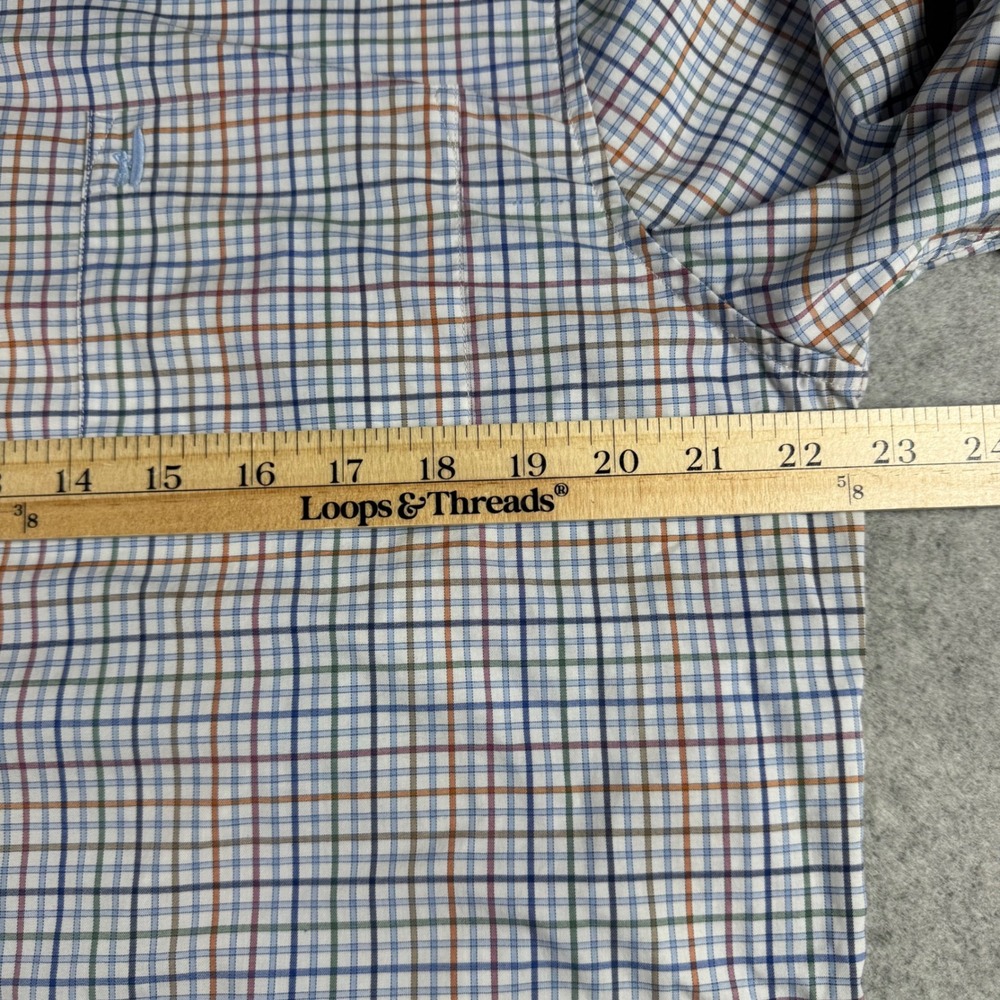 Johnnie-O Prep-Formance Shirt Mens Large Gulf Blue Excellent Plaid JMWL3830 - Picture 7 of 7